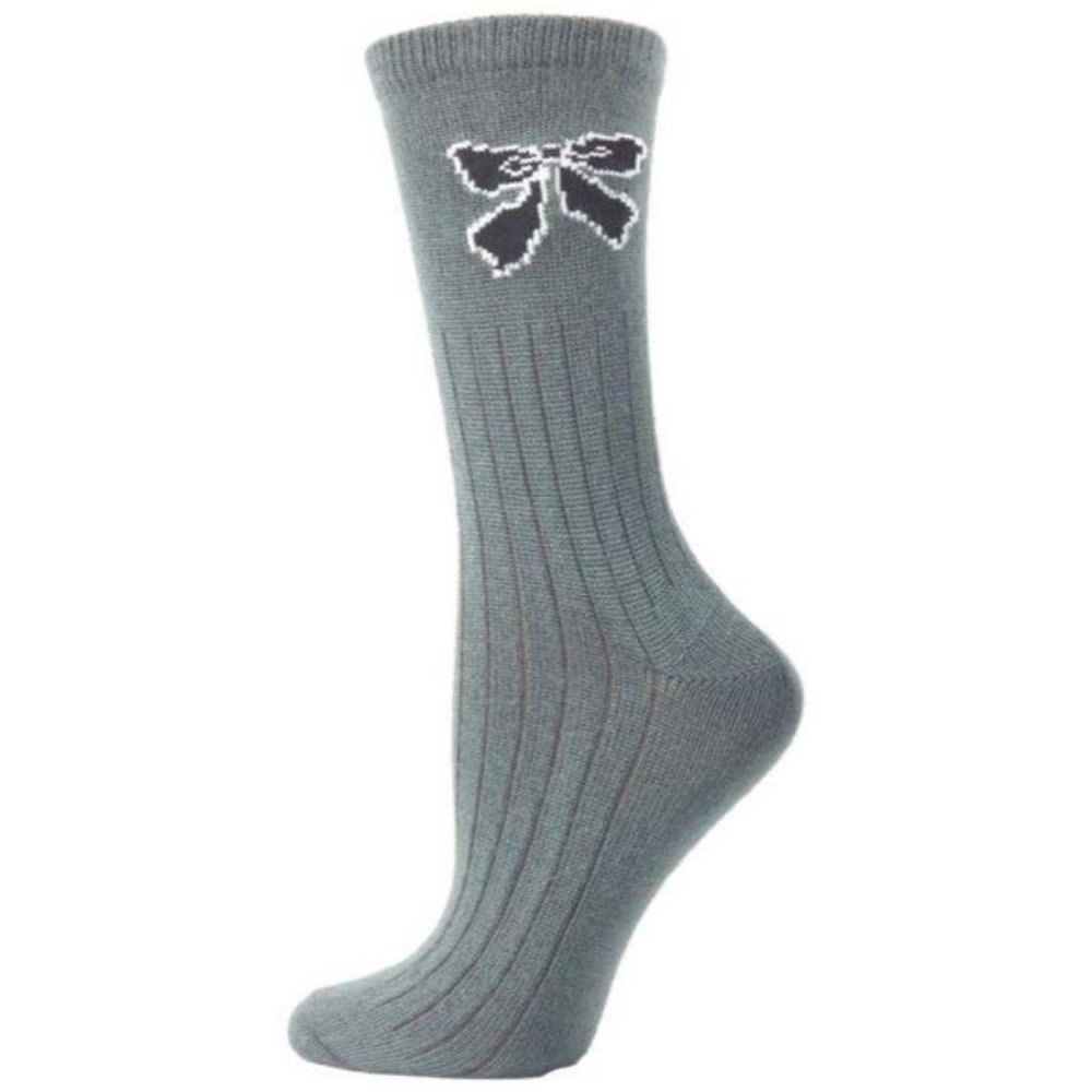 Bow pattern Hi-Bulk Acrylic Crew Women's Socks